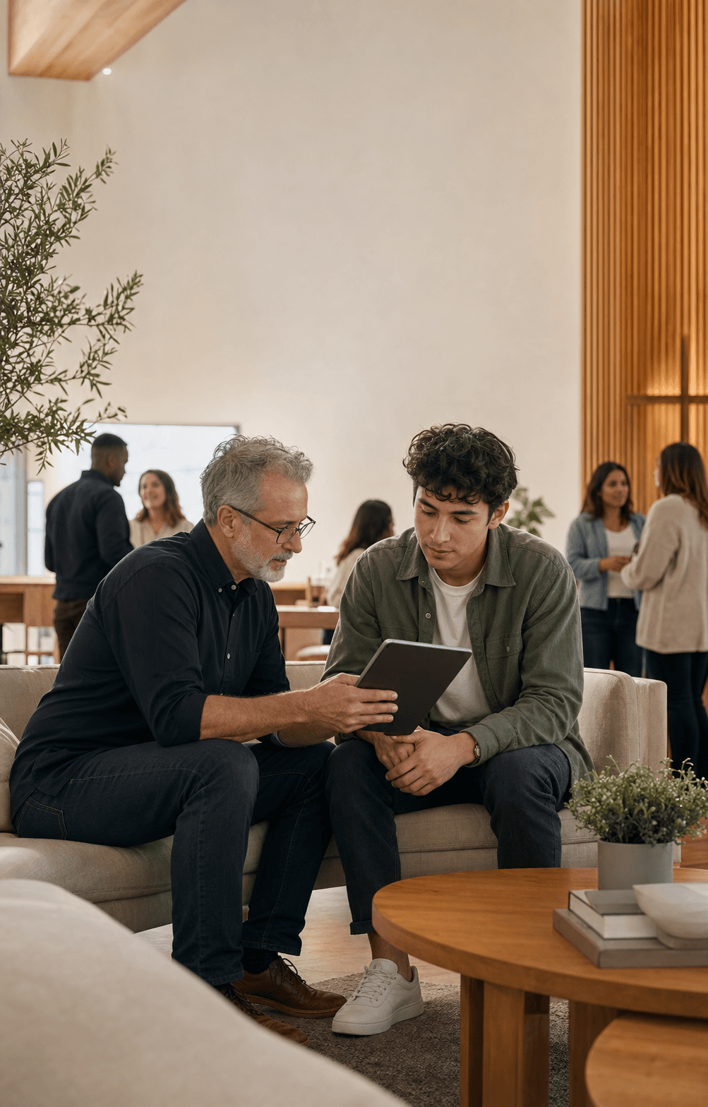 A church leader reviewing a care pathway with a young adult